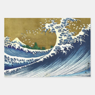 Feuille De Papier Cadeau Katsushika Hokusai - Grande vague colorée