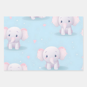 Feuille De Papier Cadeau Kawaii adorable bébé éléphant