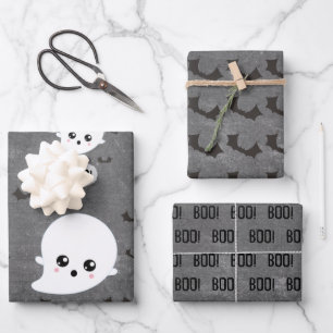 Feuille De Papier Cadeau Kawaii Ghost Halloween Wrapping Paper