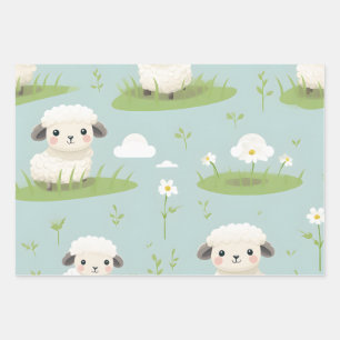 Feuille De Papier Cadeau Kawaii mignon mouton bébé