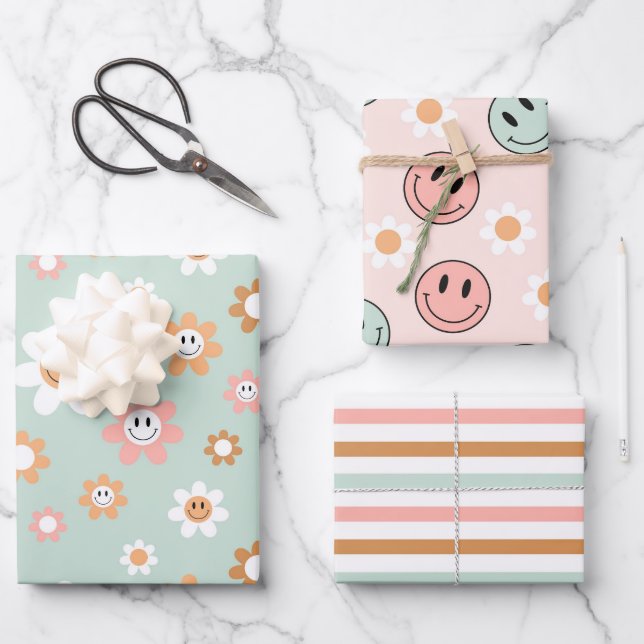 Feuille De Papier Cadeau Kawaii Retro Super (Recto)