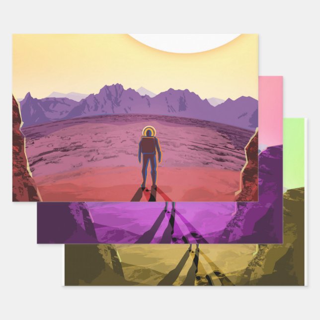 Feuille De Papier Cadeau Kepler Space Voyage Destination Planète Aventure (Lot)