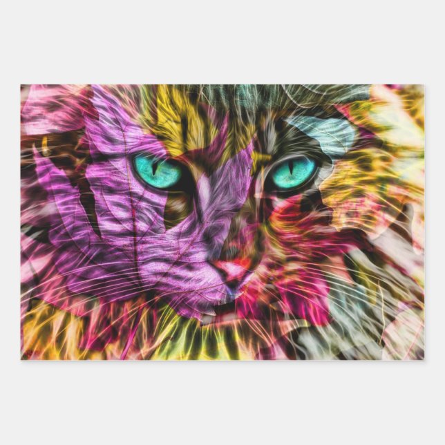 Feuille De Papier Cadeau Kitty Chat Kitten Design artistique (Devant)
