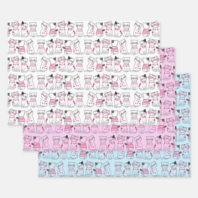 Feuille De Papier Cadeau Kitty Love (Lot)
