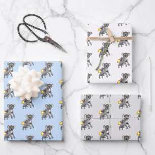 Feuille De Papier Cadeau Koala Bear Fusée