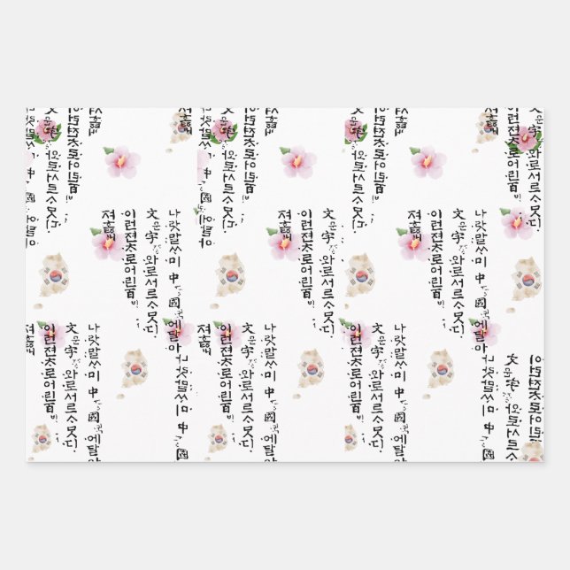 Feuille De Papier Cadeau Korean Traditional Wrapping Paper | Hangul Script, (Devant)