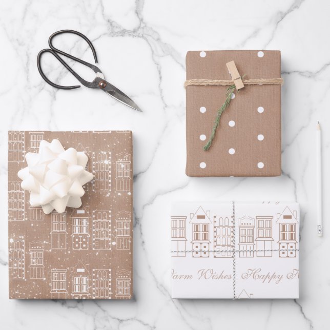 Feuille De Papier Cadeau Kraft et blanc moderne scandinave  (Recto)