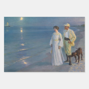 Feuille De Papier Cadeau Kroyer - L'artiste et sa femme sur la plage