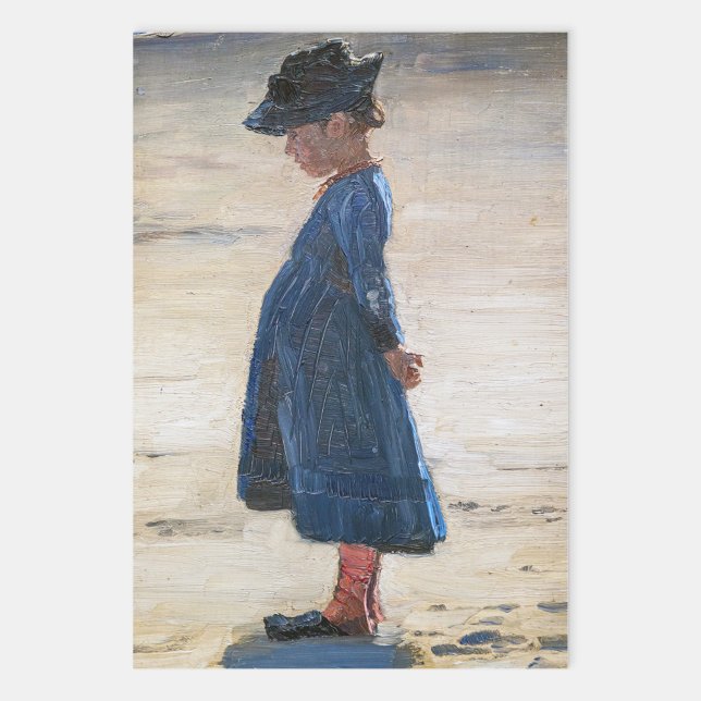 Feuille De Papier Cadeau Kroyer - Petite fille debout sur Skagen Beach (Créateur téléchargé)