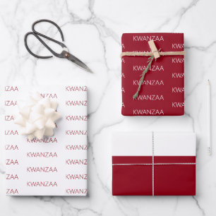 Feuille De Papier Cadeau Kwanzaa rouge et blanc moderne