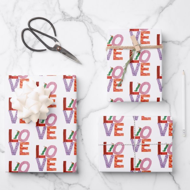 Feuille De Papier Cadeau La Caterpillar Très Affamée | AMOUR (Recto)