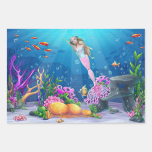 Feuille De Papier Cadeau La célèbre poupée habillée en sirène