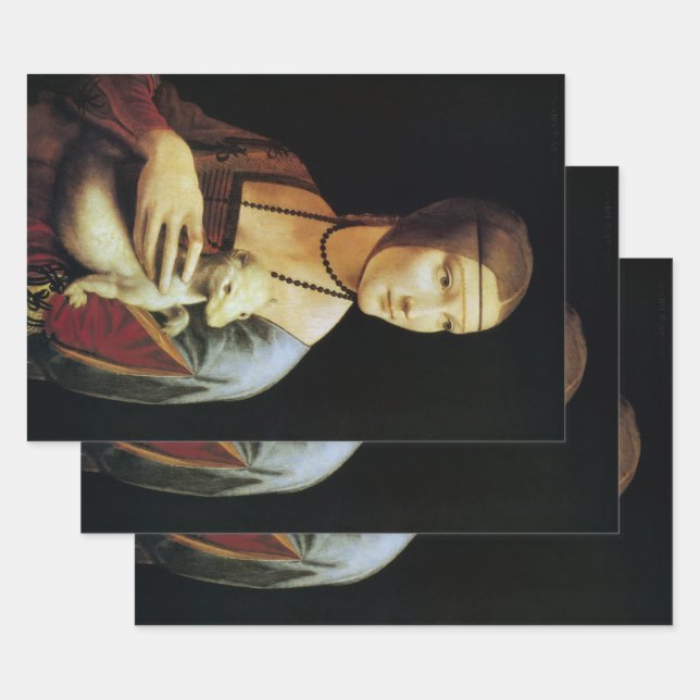 Feuille De Papier Cadeau La Dame à l'hermine de Léonard de Vinci (Lot)