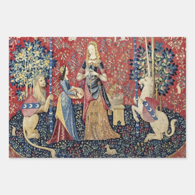 Feuille De Papier Cadeau La Dame et la licorne, Odeur (Devant)