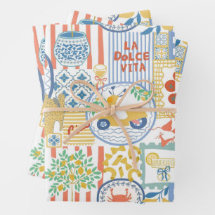 Feuille De Papier Cadeau La Dolce Vita Citrons d'été italiens Méditerranée