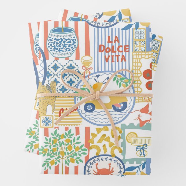 Feuille De Papier Cadeau La Dolce Vita Italian Summer Lemons Mediterranean  (En situation)