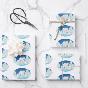 Feuille De Papier Cadeau La famille des ours polaires