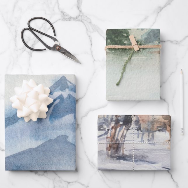 Feuille De Papier Cadeau La forêt d'hiver (Recto)