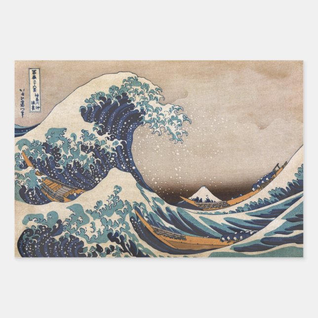 Feuille De Papier Cadeau La Grande Vague au large de Kanagawa (Devant)