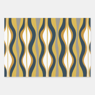 Feuille De Papier Cadeau La Mustard bleu gris de la marine Retro Vibe