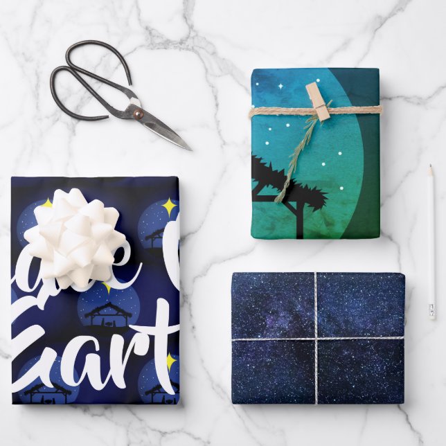 Feuille De Papier Cadeau La Paix Sur Terre La Nativité De Noël (Recto)