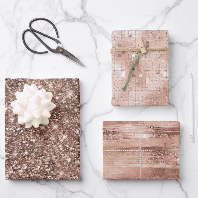 Feuille De Papier Cadeau La Parties scintillant de rougissement d'or Dusty  (Recto)