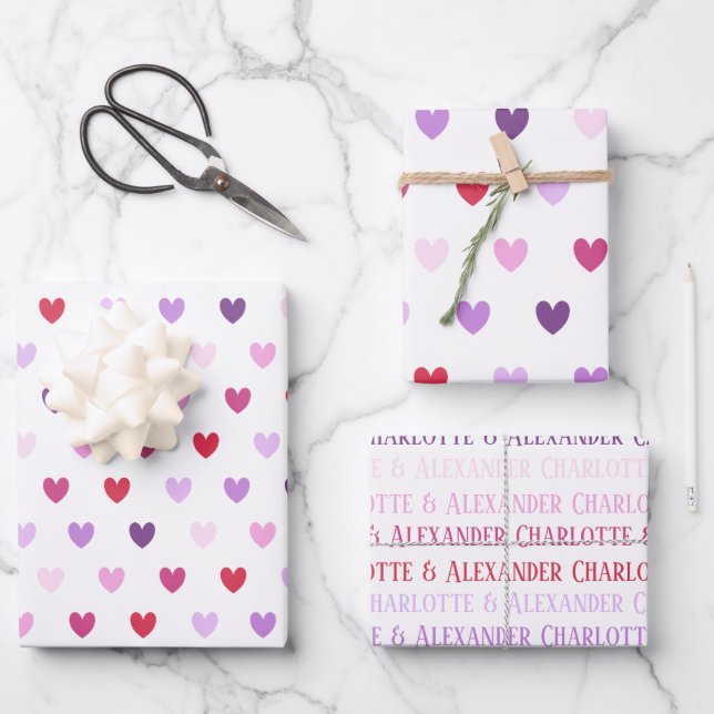 Feuille De Papier Cadeau La Saint-Valentin Cœurs (Recto)