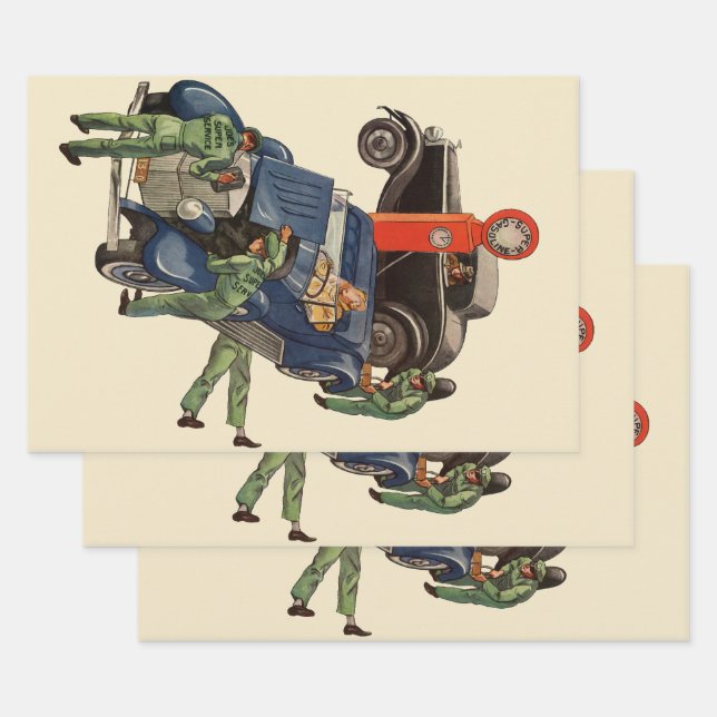 Feuille De Papier Cadeau La station-service de Joe, entreprise vintage (Lot)