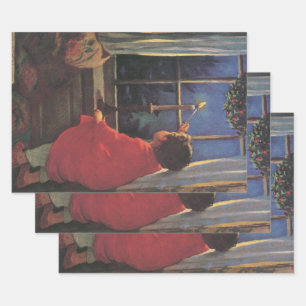 Feuille De Papier Cadeau La veille de Noël vintage par Jessie Willcox Smith