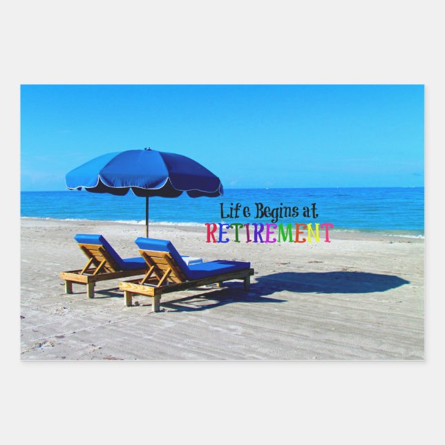 Feuille De Papier Cadeau La vie commence à la retraite, conception populair (Devant)