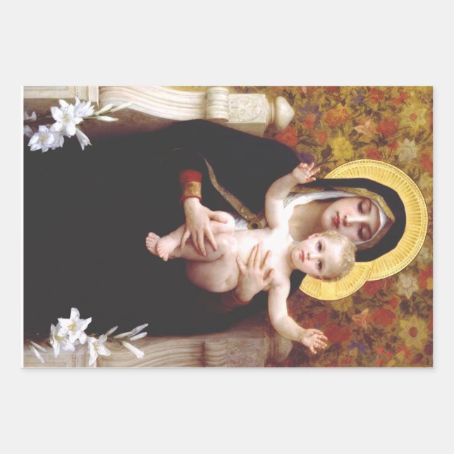 Feuille De Papier Cadeau La Vierge aux lys (Devant)
