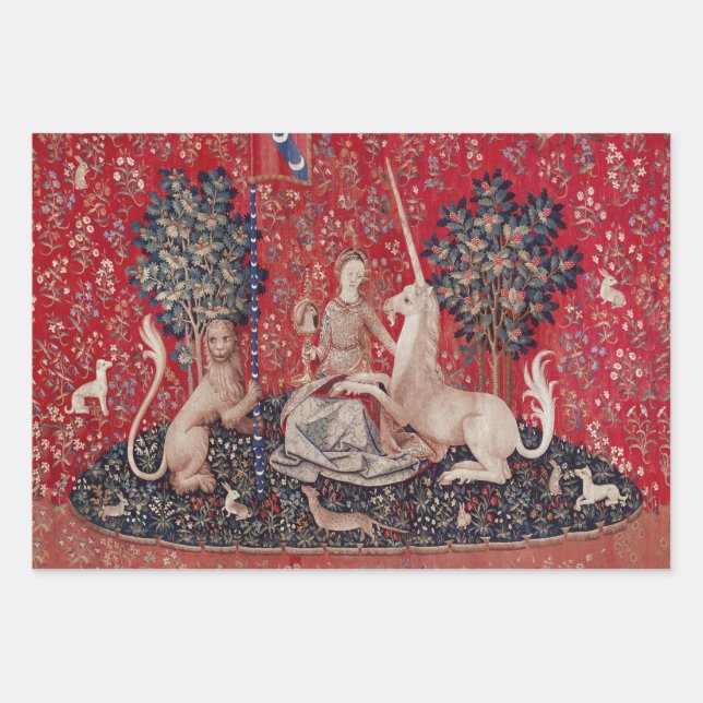 Feuille De Papier Cadeau Lady and Unicorn Medieval Tapestry Sight (Devant)