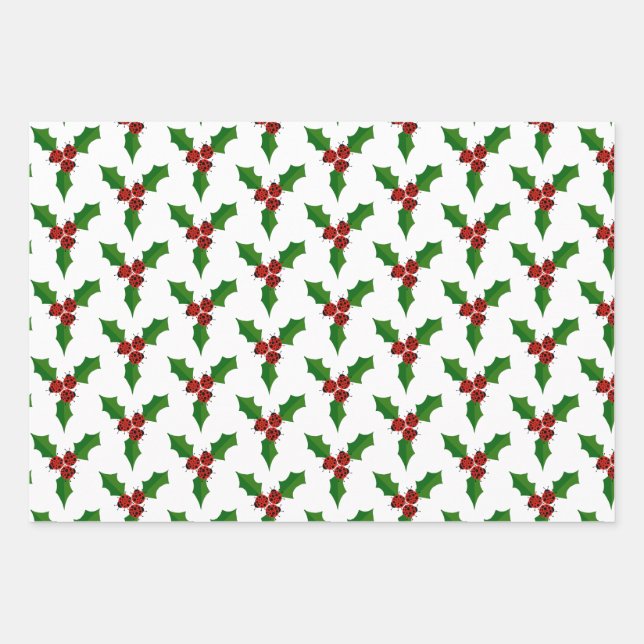 Feuille De Papier Cadeau Lady Bugs et Holly (Devant 3)