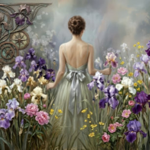 Feuille De Papier Cadeau Lady in the purple meadow Decoupage 