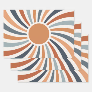 Feuille De Papier Cadeau Laissez le soleil briller dans un style rétro colo