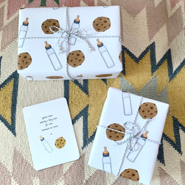 Feuille De Papier Cadeau Lait et biscuits Bouteilles pour bébés Emballage c (Créateur téléchargé)