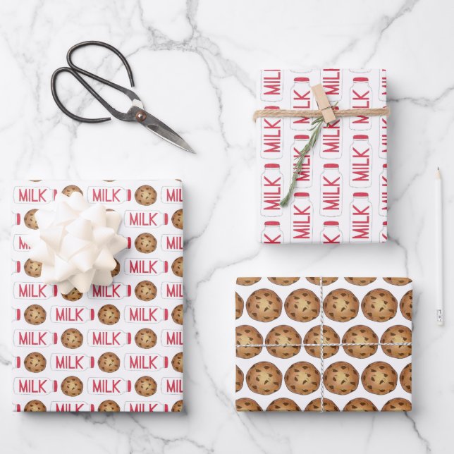 Feuille De Papier Cadeau Lait et biscuits Jug Bouteille Chocolat Chip Cooki (Recto)
