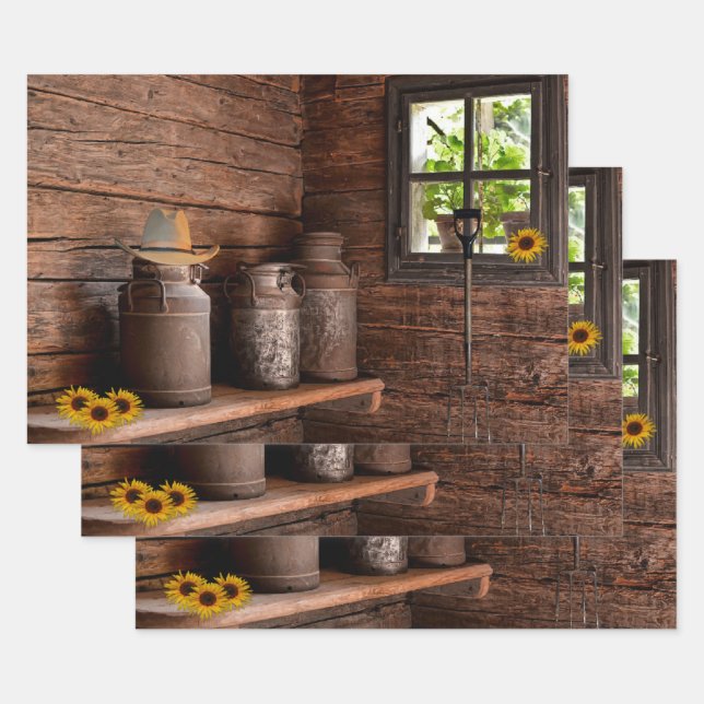 Feuille De Papier Cadeau Lait vintage (Lot)