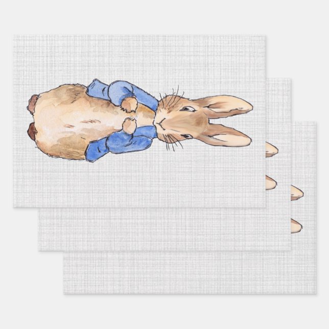 Feuille De Papier Cadeau Lapin classique en veste bleue (Lot)