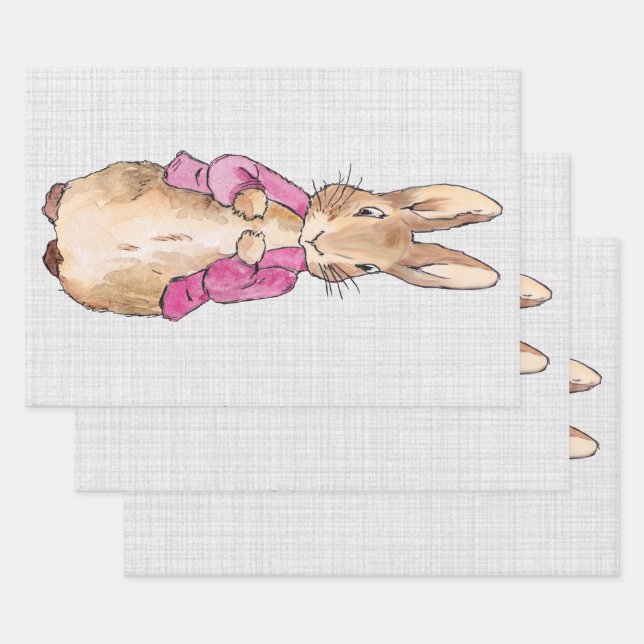 Feuille De Papier Cadeau Lapin classique en veste rose (Lot)
