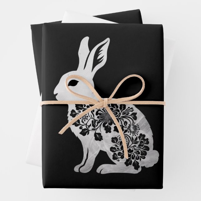 Feuille De Papier Cadeau Lapin de Pâques (En situation)