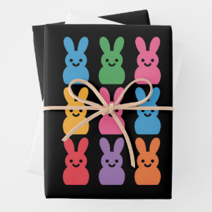 Feuille De Papier Cadeau Lapin de Pâques Œufs Carreaux Léopard