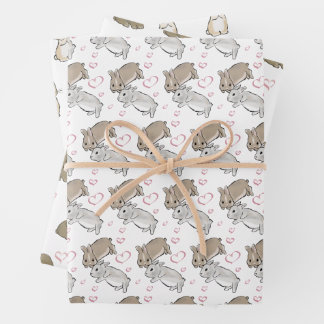 Feuille De Papier Cadeau Lapin différent