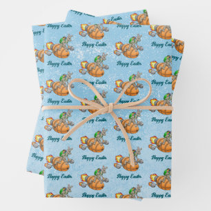 Feuille De Papier Cadeau Lapin Fusée