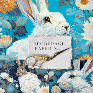 Feuille De Papier Cadeau Lapin vintage de Pâques Floral