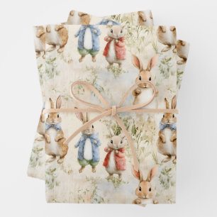 Feuille De Papier Cadeau Lapins en veste