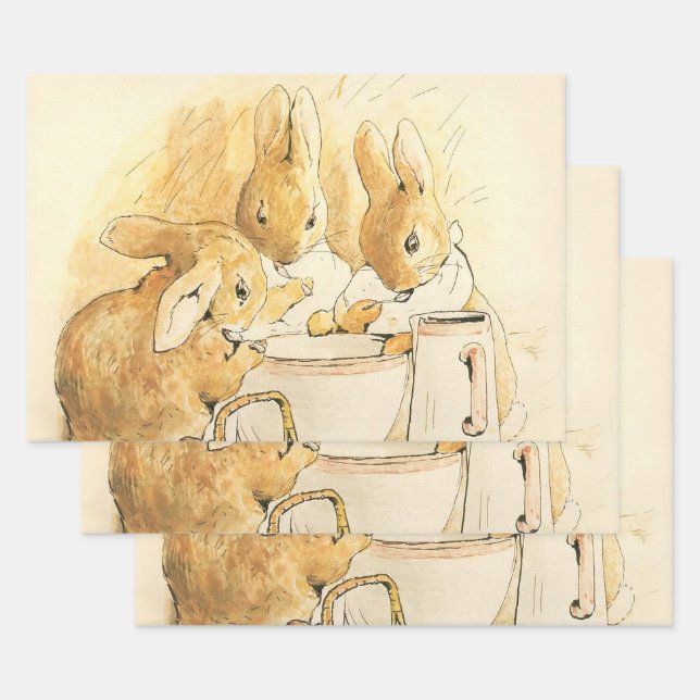 Feuille De Papier Cadeau Lapins et Pudding au lait par Beatrix Potter (Lot)