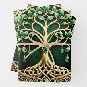 Feuille De Papier Cadeau L'arbre de vie aux noeuds celtiques.