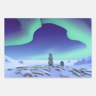 Feuille De Papier Cadeau L'Aurora Borealis : Lumières Dansantes Du Nord