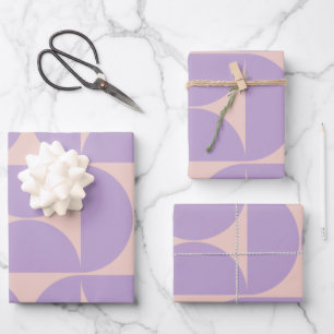 Feuille De Papier Cadeau Lavande Motif moderne du milieu du siècle
